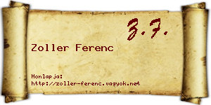 Zoller Ferenc névjegykártya